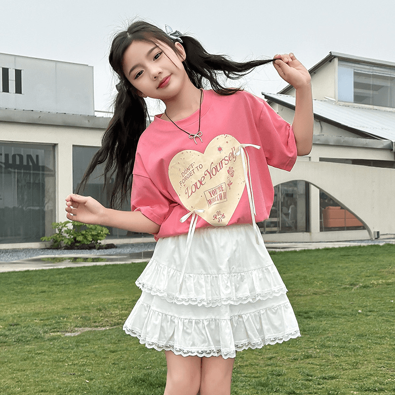 女童韩版短袖T恤蛋糕短裙夏季2024新款洋气中大儿童6-12-15岁夏装