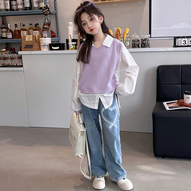 女童春秋2024新款洋气中大童8-15岁时尚休闲儿童6-12岁假两件套装