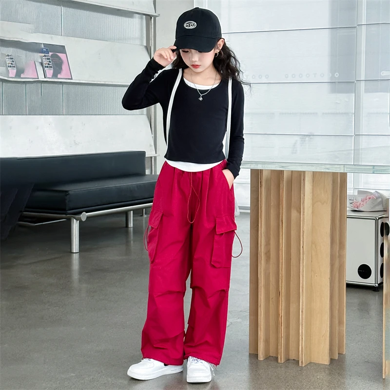 女童春秋打底衫新款洋气儿童6-12岁中大童8-15岁时尚韩版工装裤潮