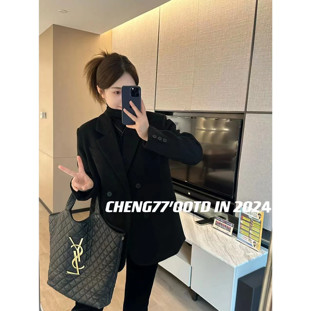 【CHENG77】冬季新款夹棉加厚毛呢西装外套韩版