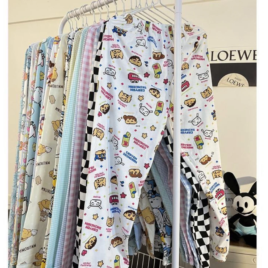 80-300斤春秋夏季薄款卡通居家宽松休闲印花家居长裤外出遛弯裤子