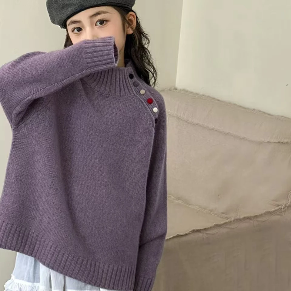 女童高领毛衣针织秋冬新款韩版儿童洋气时尚百搭中大童休闲打底衫