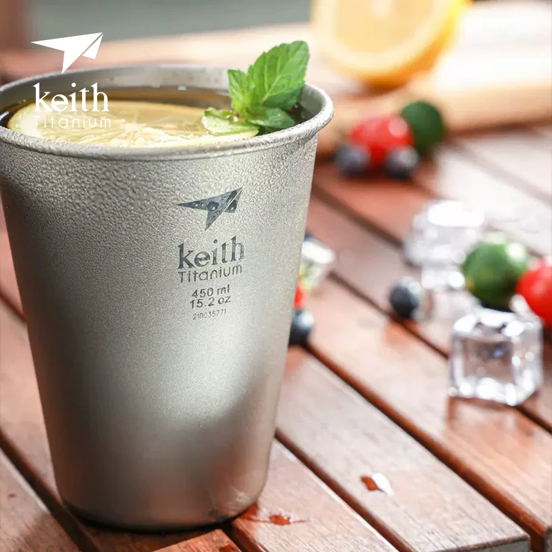 KEITH铠斯钛酒杯啤酒杯户外居家水杯野餐便携精致露营纯钛冷饮杯