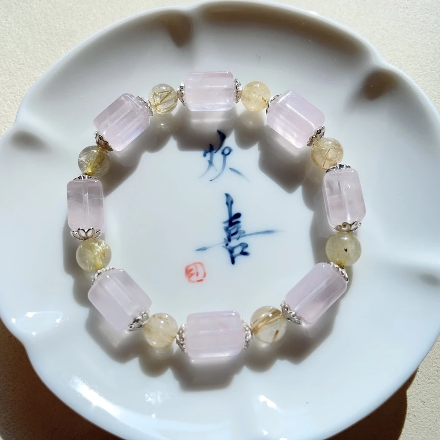 【金粉世家】粉晶发晶手串