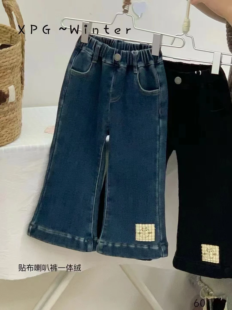 小屁股冬款一体绒牛仔裤