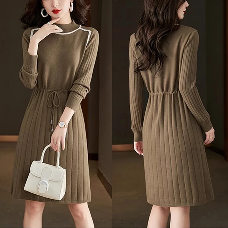 TEHAO/特郝超好看半高领毛衣女中长款冬季外穿气质遮屁股针织