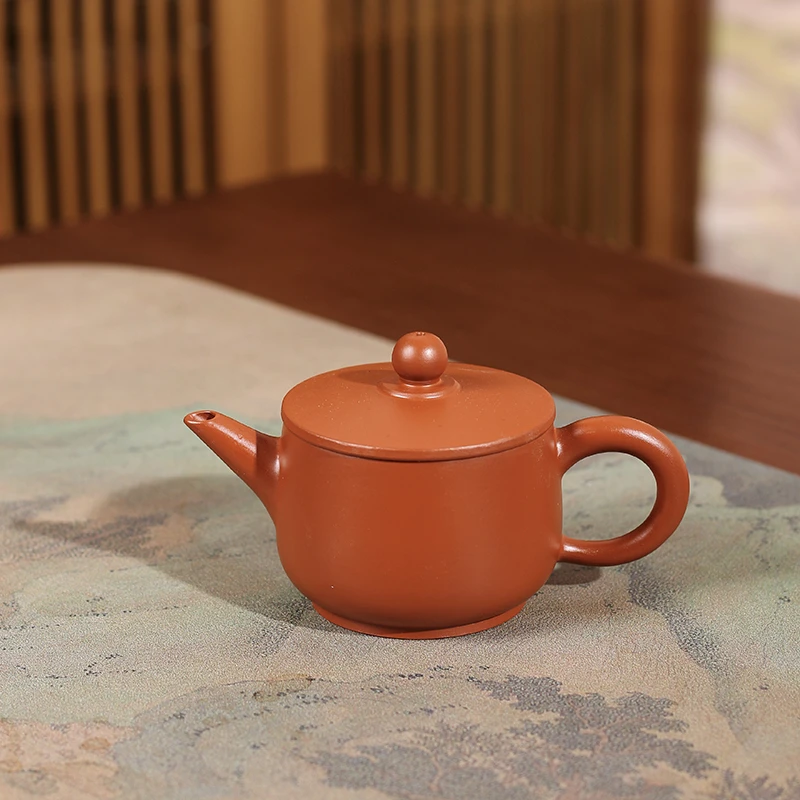 潮州朱泥手拉壶大口汉瓦壶迷你三杯功夫小茶壶中式全手工复古茶壶