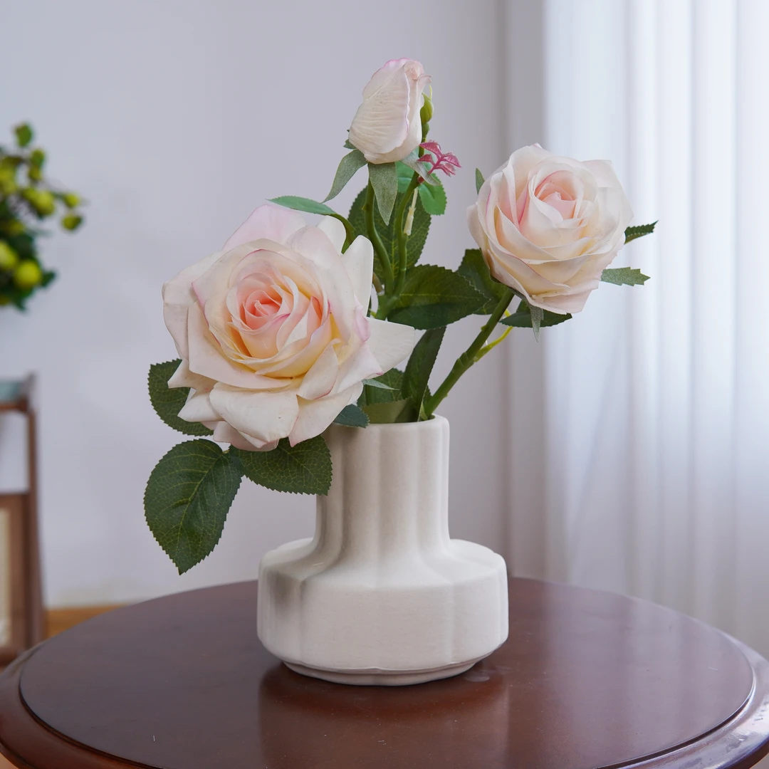保湿手感玫瑰花仿真花客厅高档假花餐桌花摆设