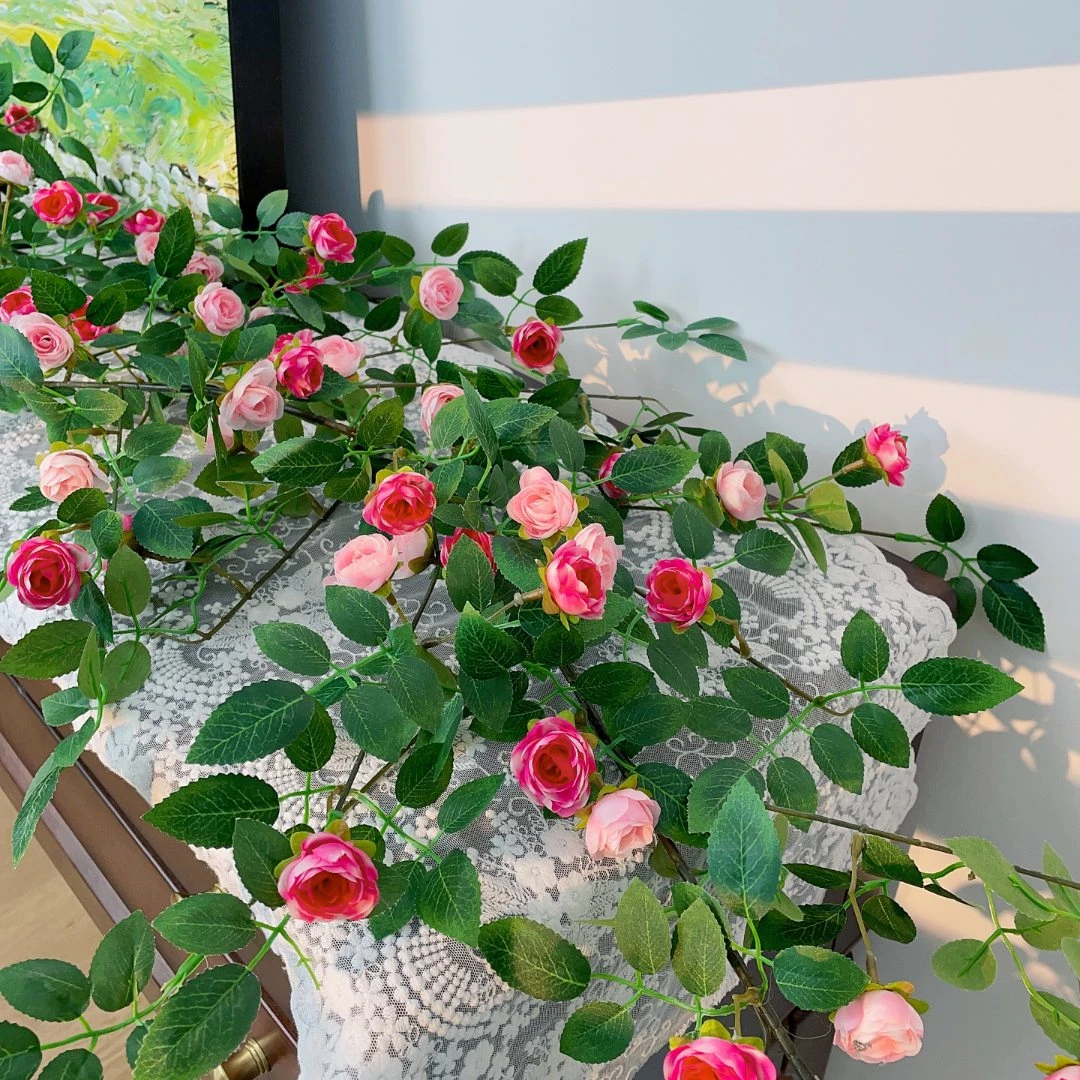 仿真玫瑰花藤条空调管道装饰花藤蔓遮挡塑料藤条植物摆设吊顶墙面