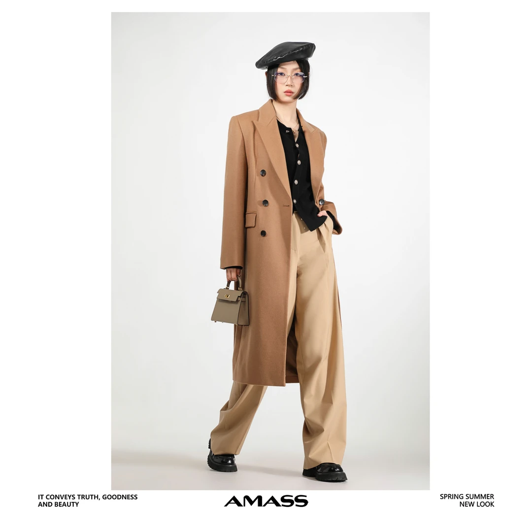 AMASS/阿玛施5400810-2热力绵羊毛时尚气质设计中长款大衣