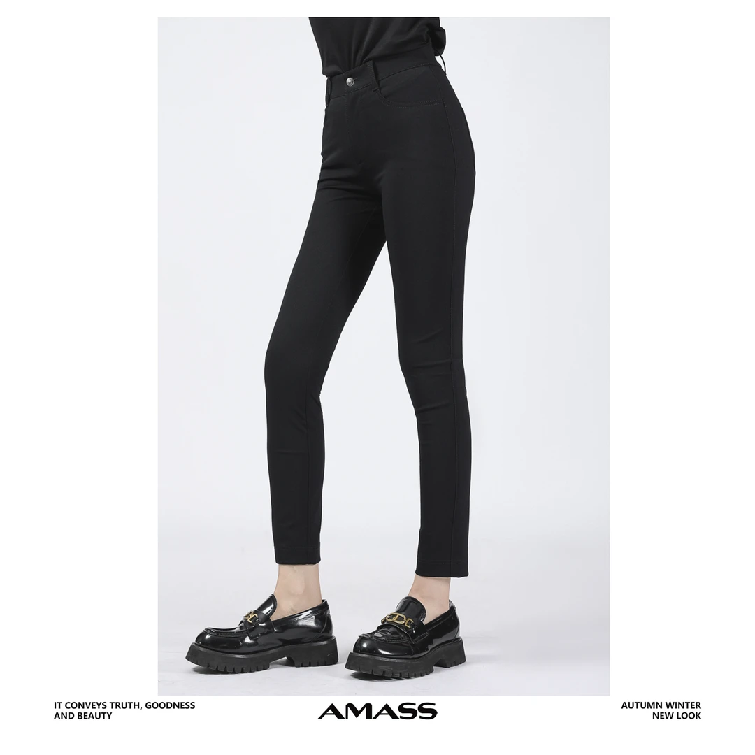 AMASS/阿玛施 5100528高腰轻职场经典四面弹百搭小黑裤弹力休闲