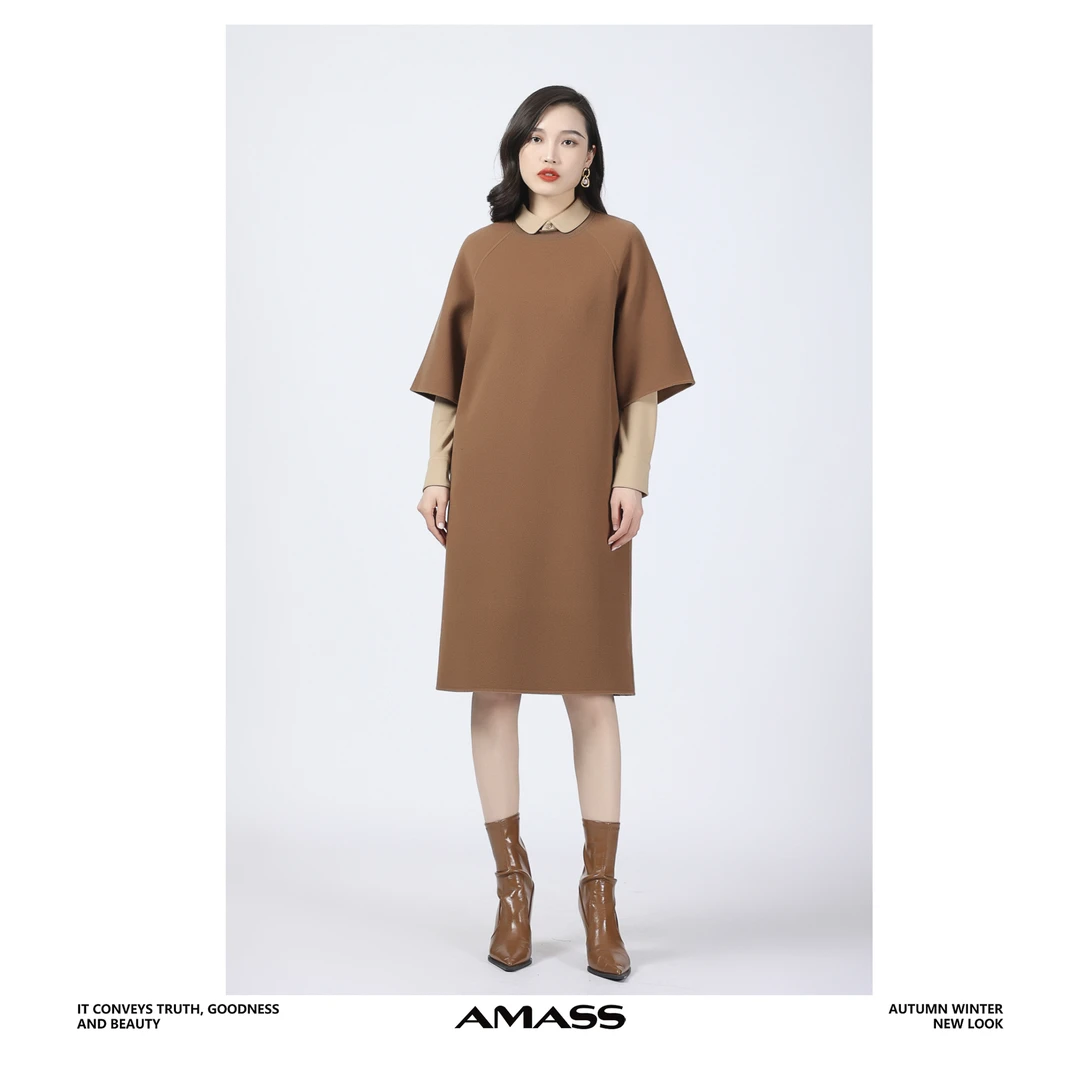 AMASS/阿玛施5500520-71104质感老钱风热力感宽松连衣裙复古简约