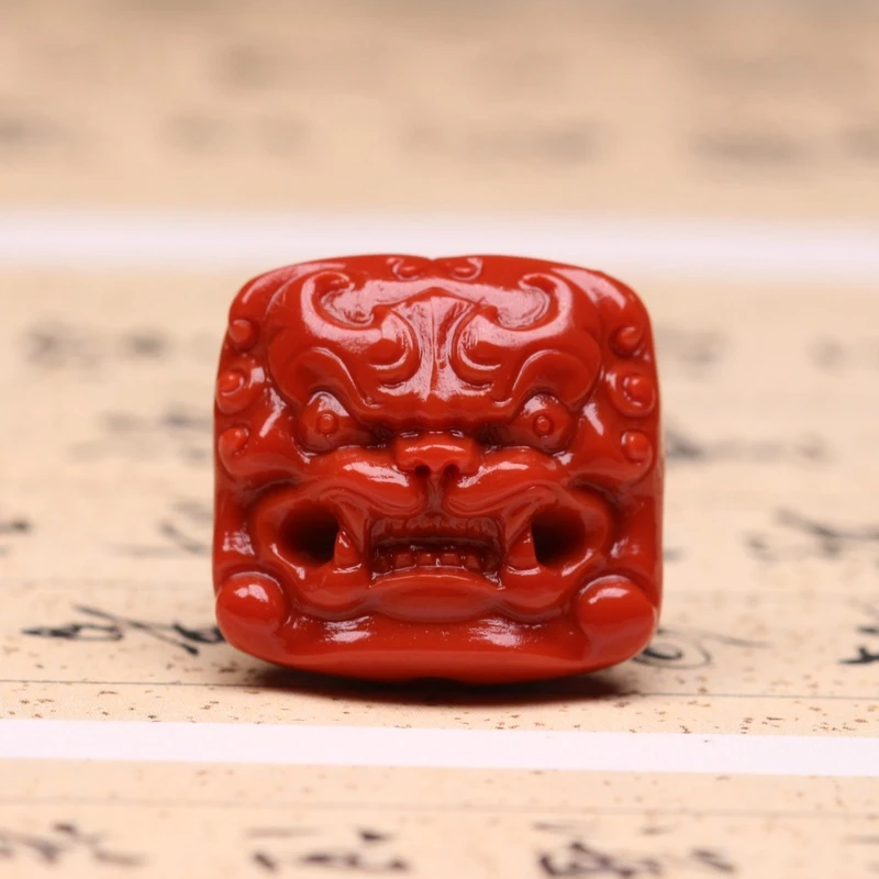 【左遇】瓦西南红貔貅兽面背云文玩配饰线束苏工雕刻配饰无胶个性