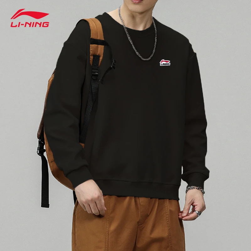 李宁卫衣圆领套头秋季新款2023旗舰官网套头长袖圆领宽松运动上衣