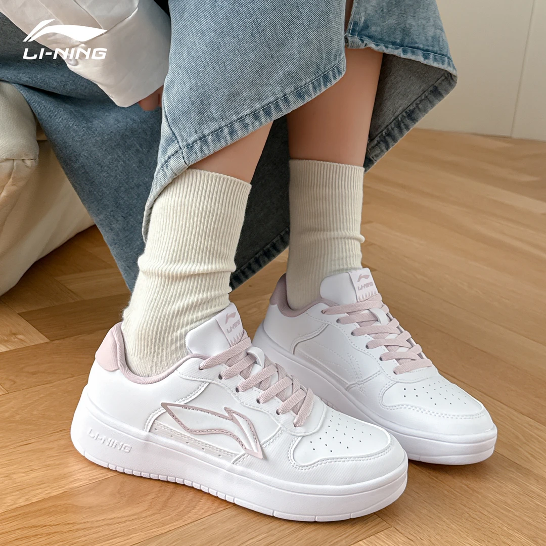 李宁板鞋女鞋2025春季低帮透气运动鞋时尚空军一号百搭小众休闲鞋