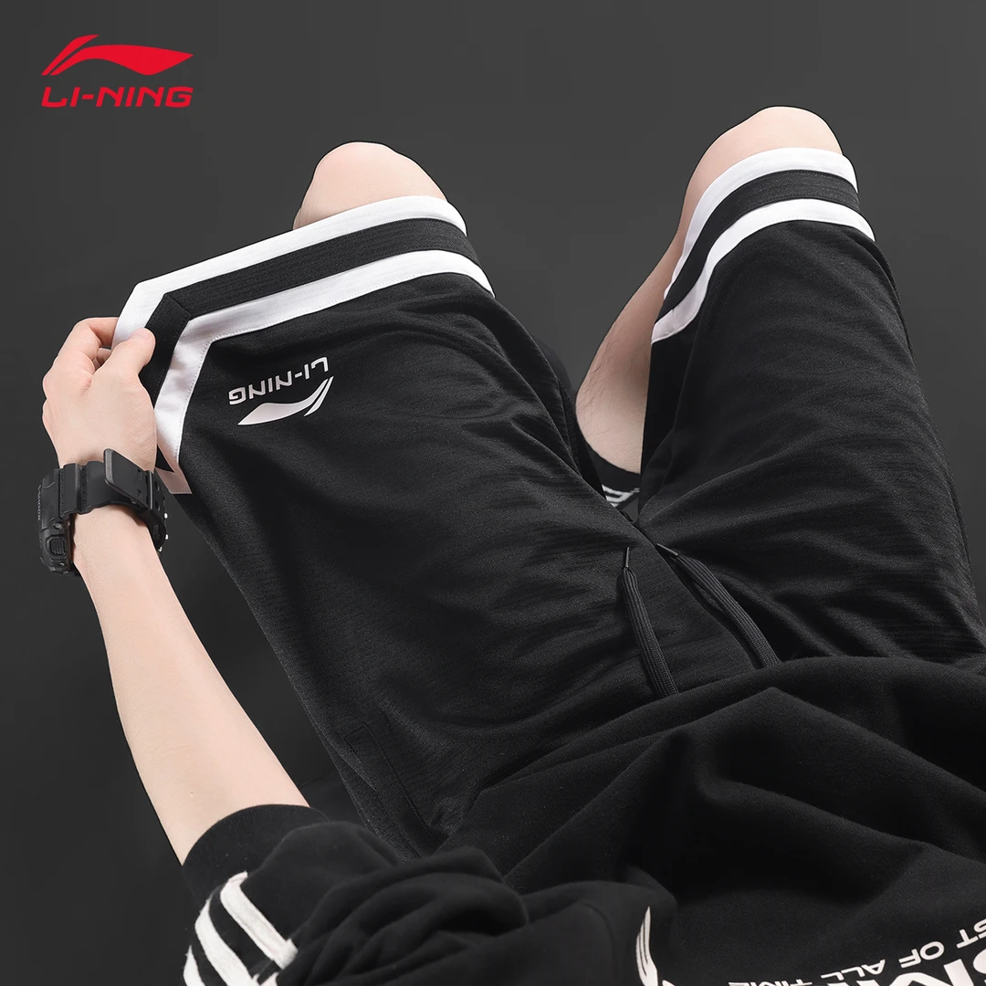 李宁短裤男款夏季新款速干冰丝运动裤宽松薄款透气休闲比赛篮球裤