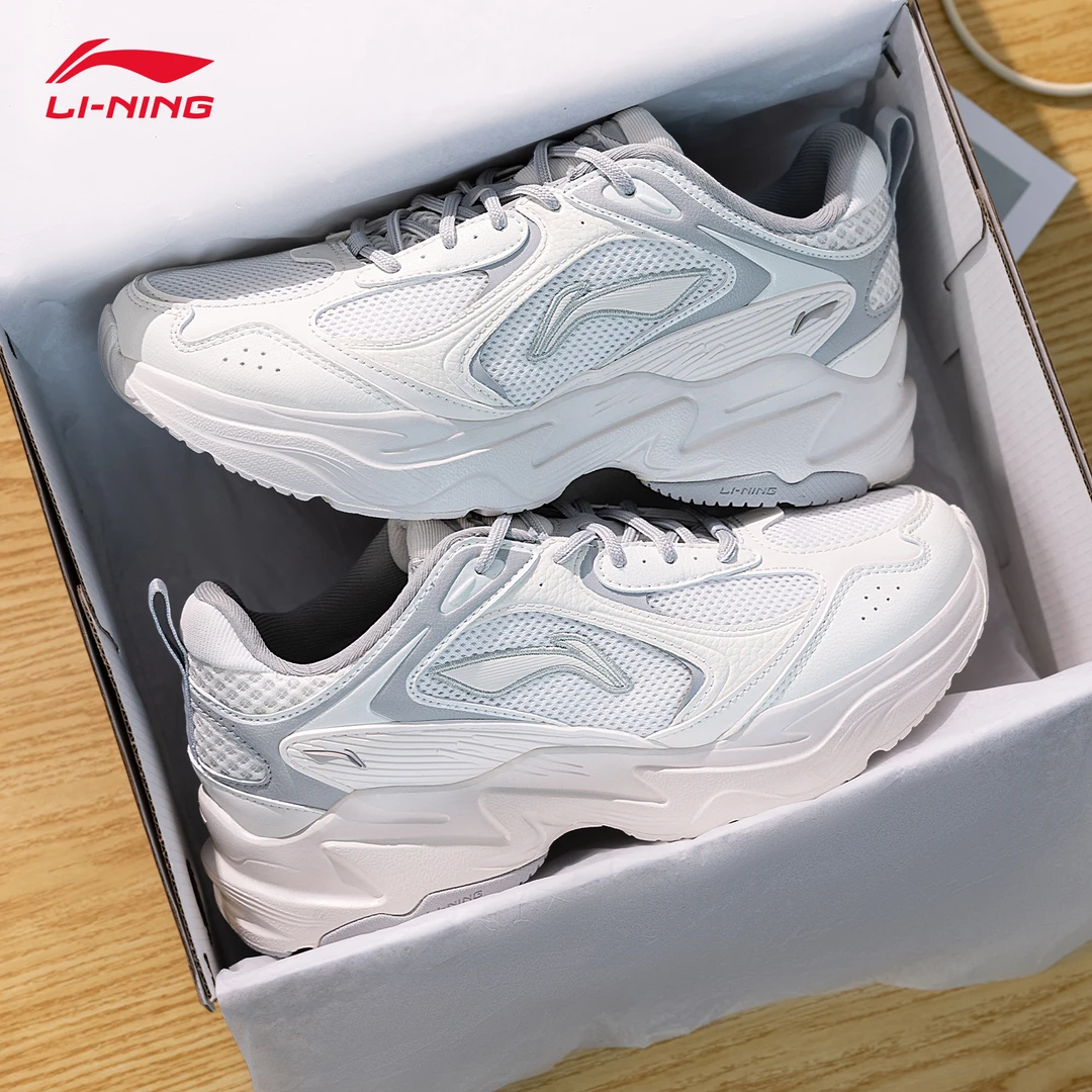 李宁老爹鞋男鞋2025春季新款低帮厚底跑步潮流白色百搭增高休闲鞋