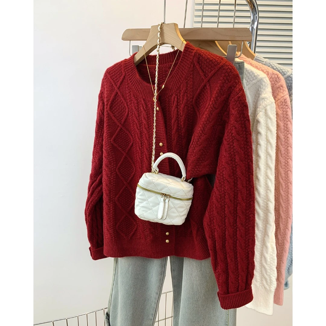 5017新款韩版软糯慵懒温柔风高级感小个子针织毛衣开衫外套