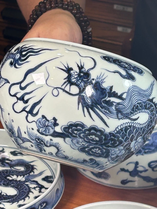 鱼化龙青花水洗明续幽蓝茶器