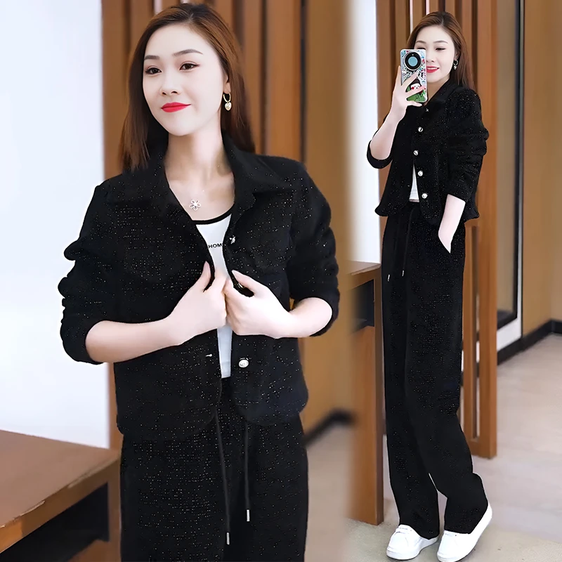 今年流行漂亮套装女百搭春秋季新款洋初秋穿搭粉色卫衣两件套套装