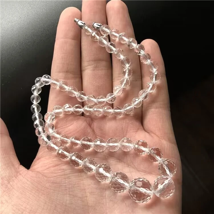 东海天然白水晶项链女短款锁骨128刻切面塔链光面款塔链送妈妈