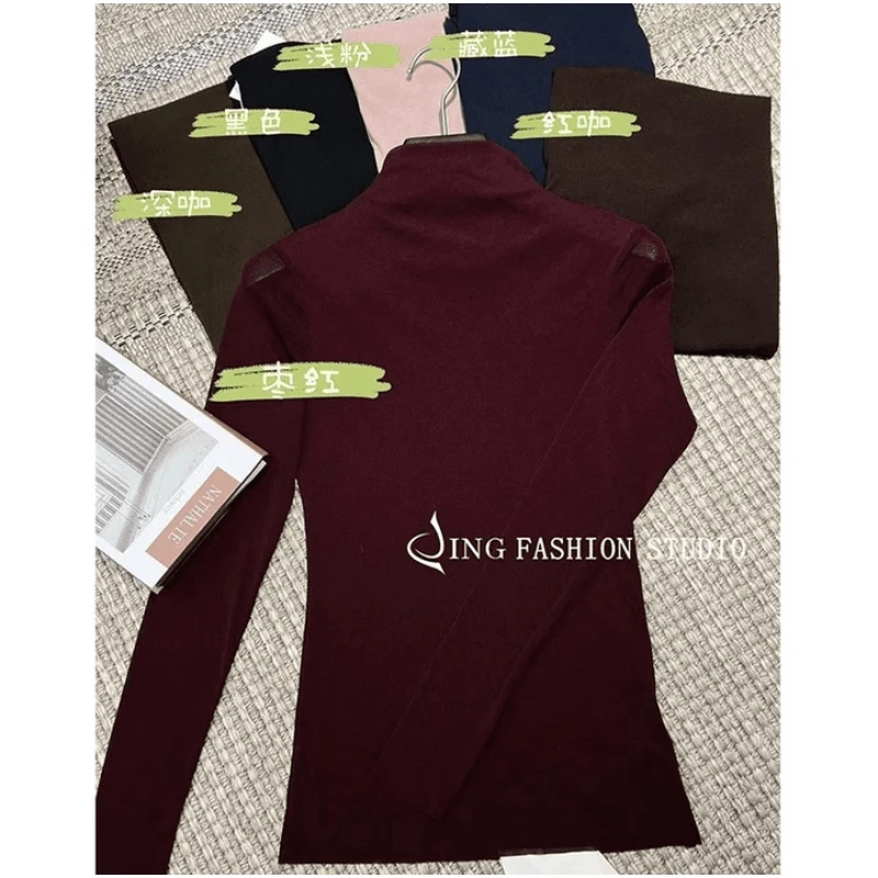 《上忆超舒服打底》JING秋季新款女装半高领长袖T恤打底衫百搭时尚