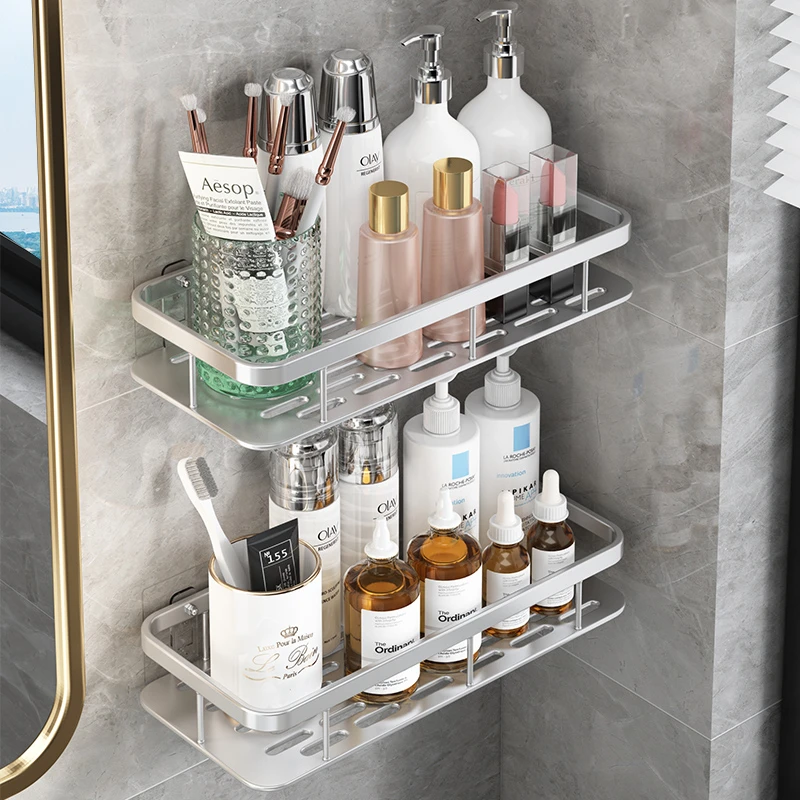 卫生间置物架免打孔浴室洗手间洗漱台墙上收纳架子厕所洗澡间壁挂