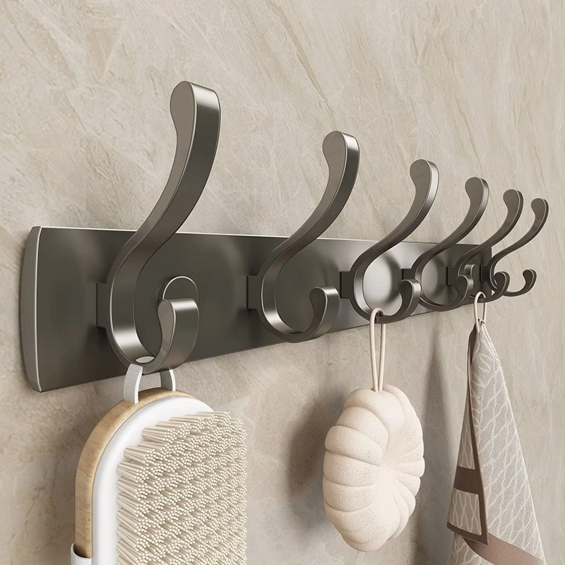 挂衣架壁挂墙上门后挂衣钩免打孔门玄关粘贴排钩承重衣帽钩子