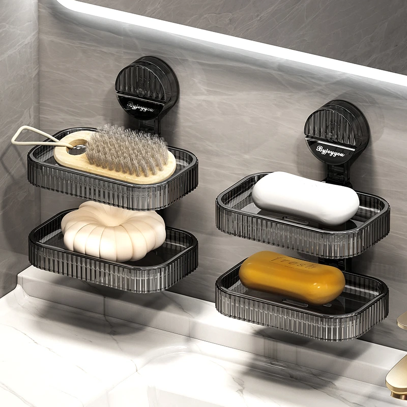 【春晓推荐】吸盘肥皂盒壁挂沥水卫生间免打孔香皂盒2024新款置物架