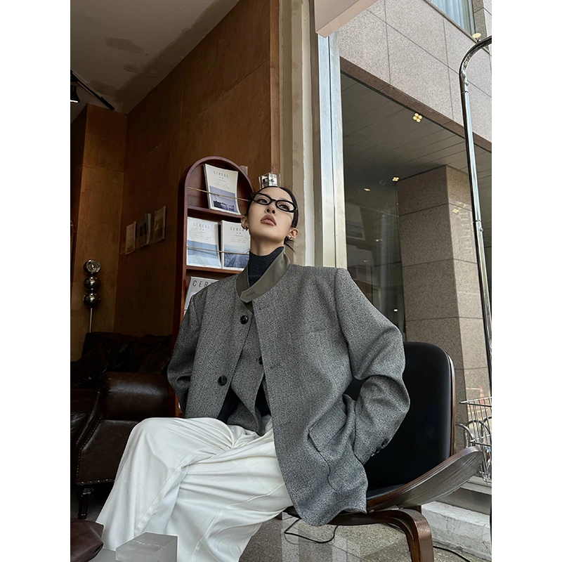 JCCC影子【西西里岛】复古灰色混纺西装马甲两件套JE4FSZ11