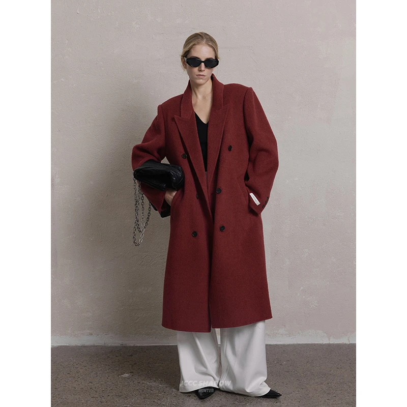 JCCC影子【绘千绪】洛神红100绵羊毛长款呢大衣JE4FMD14