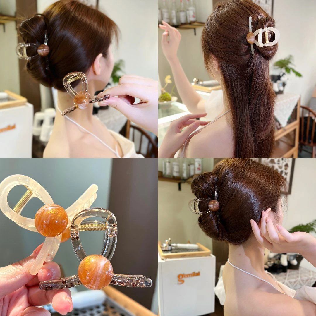 秀藏中号果冻珠珠发夹后脑勺气质抓夹鲨鱼夹子头饰