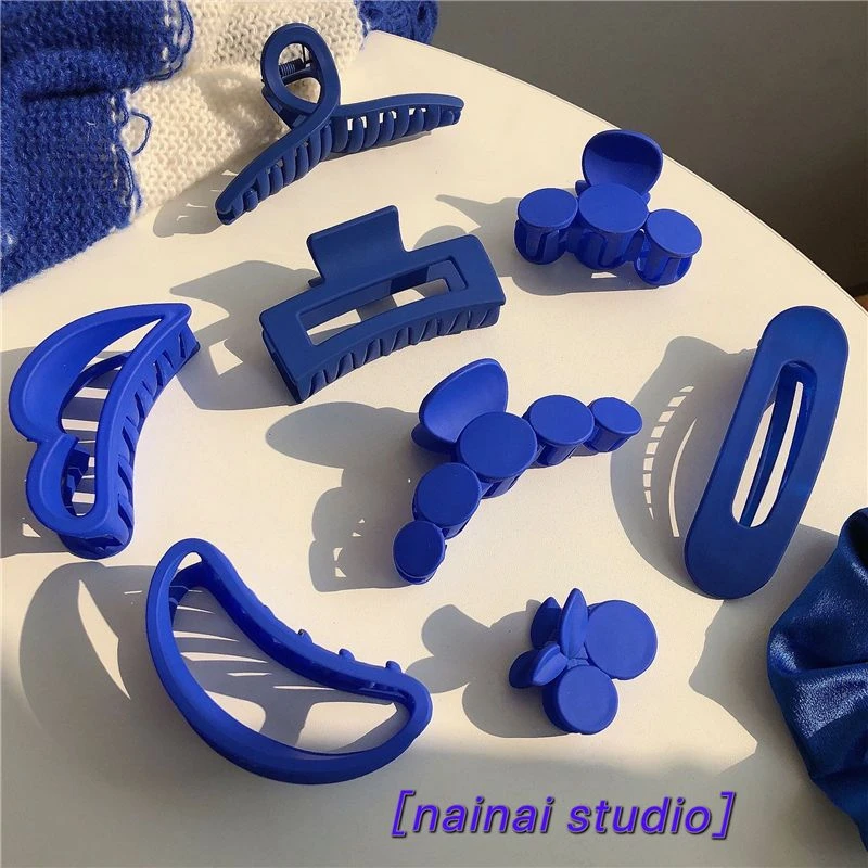 秀藏克莱因蓝色抓夹鲨鱼夹ins洗澡盘头发后脑勺发夹发饰