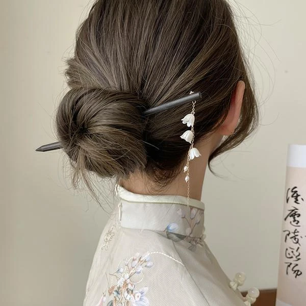 秀藏高级感黑色木质盘发簪古风女生汉服丸子头发饰简约气质木簪子