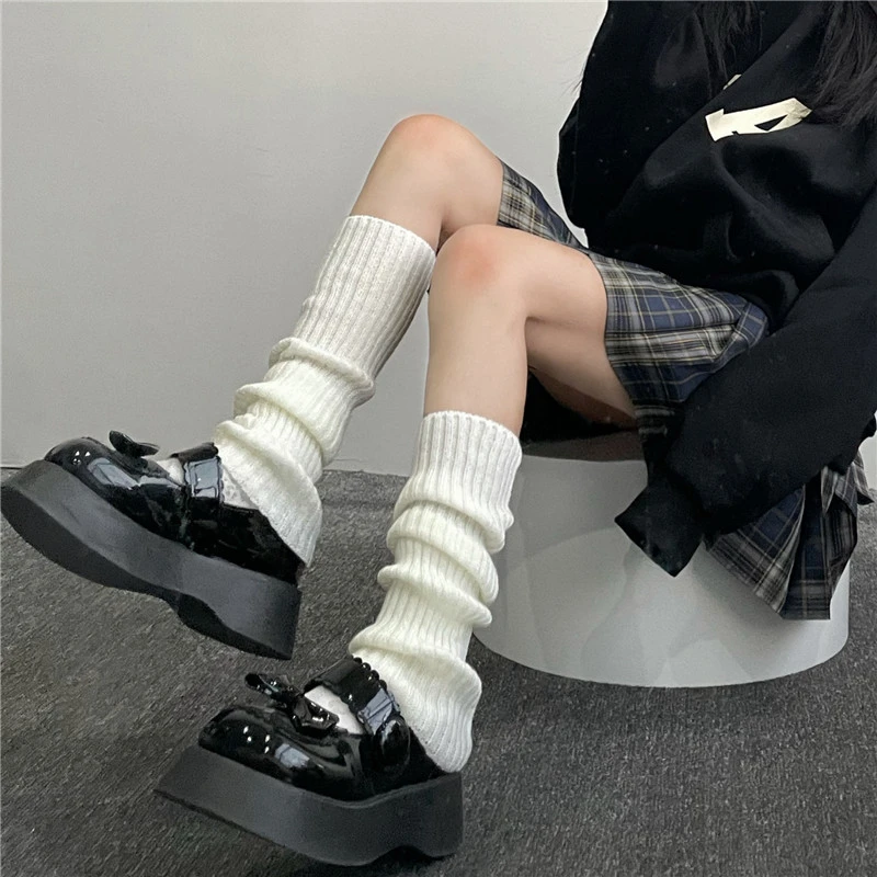 ～秋冬中筒袜针织女长筒小腿袜秋冬保暖堆堆袜护膝袜