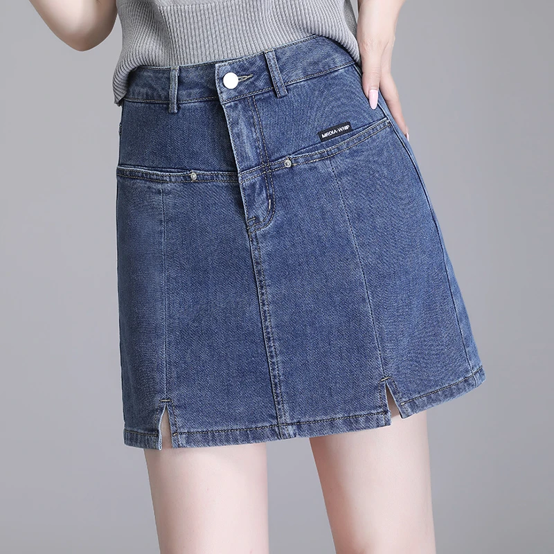 牛仔半身裙女士夏季薄款新款设计感小个子高腰显瘦开叉半身A字裙