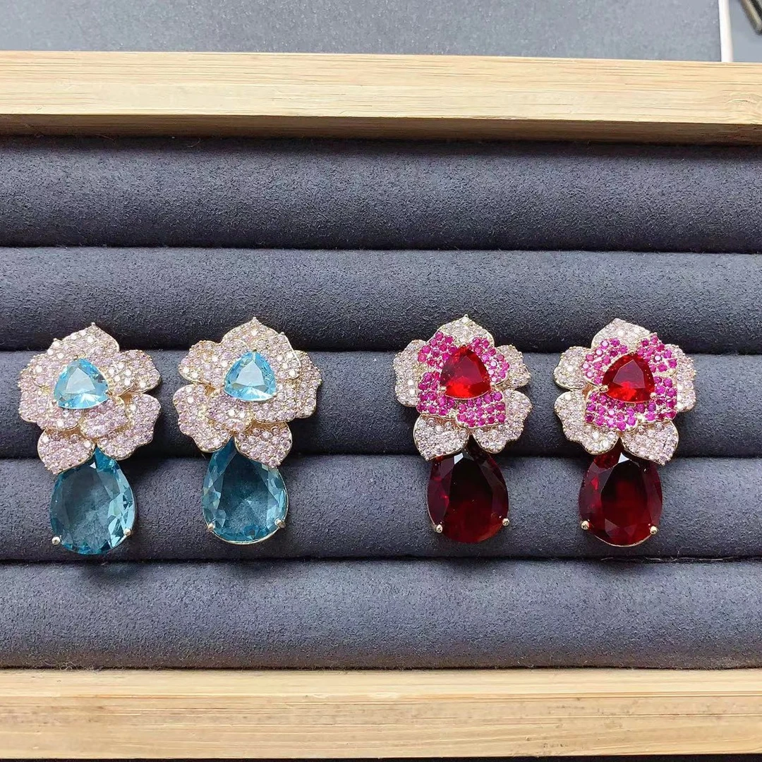 铜合金合成锆石耳饰 4818【浓妆】轻奢耳饰