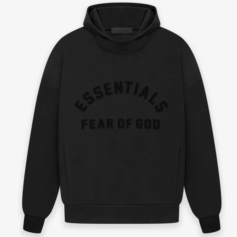 ESSENTIALS FEAR OF GOD 2023 Sp Core薄绒连帽卫衣玄青黑