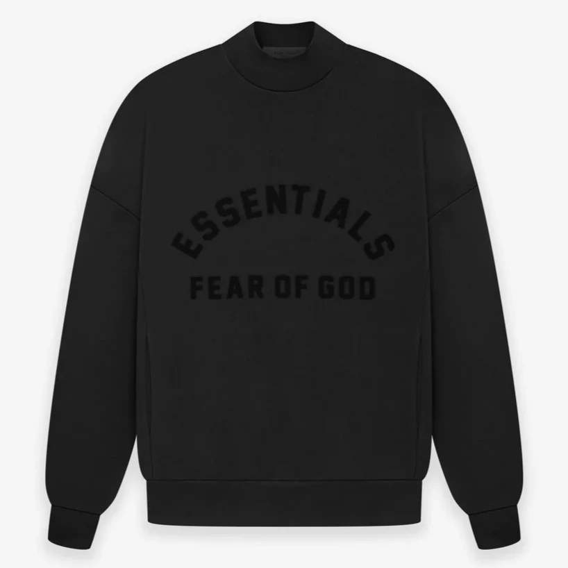 ESSENTIALS FEAR OF GOD 2023 Sp Core 薄绒圆领卫衣玄青黑