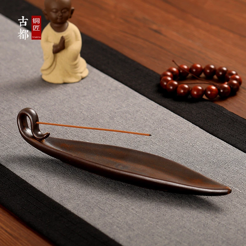 线香炉香插香座家用香薰炉禅意复古陶瓷檀香炉中式沉香摆件卧香炉