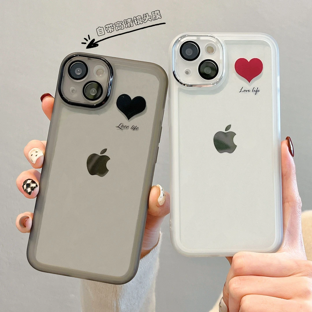 简约爱心适用苹果15手机壳iPhone14proamx情侣12女款11高级感16