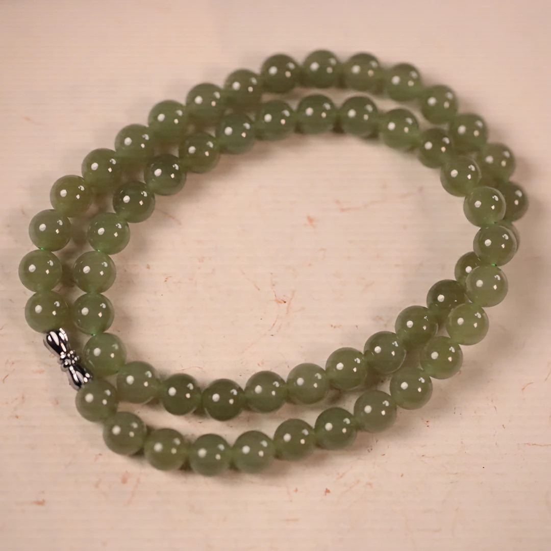 和田玉晴水料8mm锁骨链