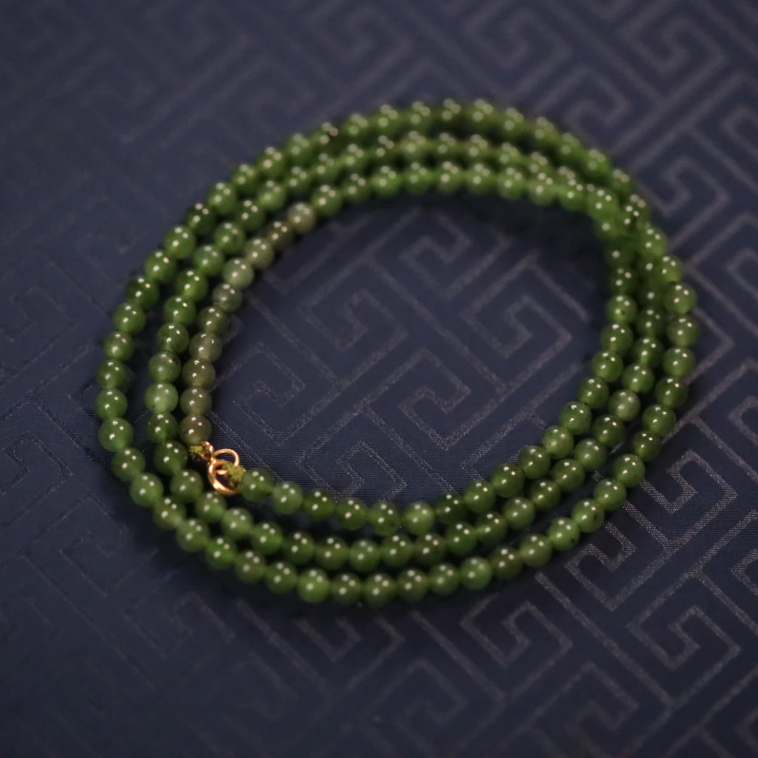 和田玉碧玉4mm多圈手串-199