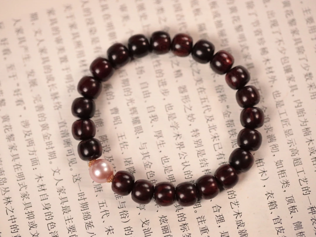 降真香 红降8x9mm老型单圈木带宝手串【18k金：0.07g】