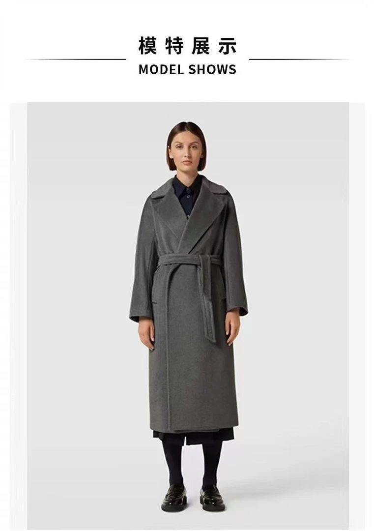 凯温高定系列经典大翻领100%牦牛绒系带极简大翻领加厚绒大衣