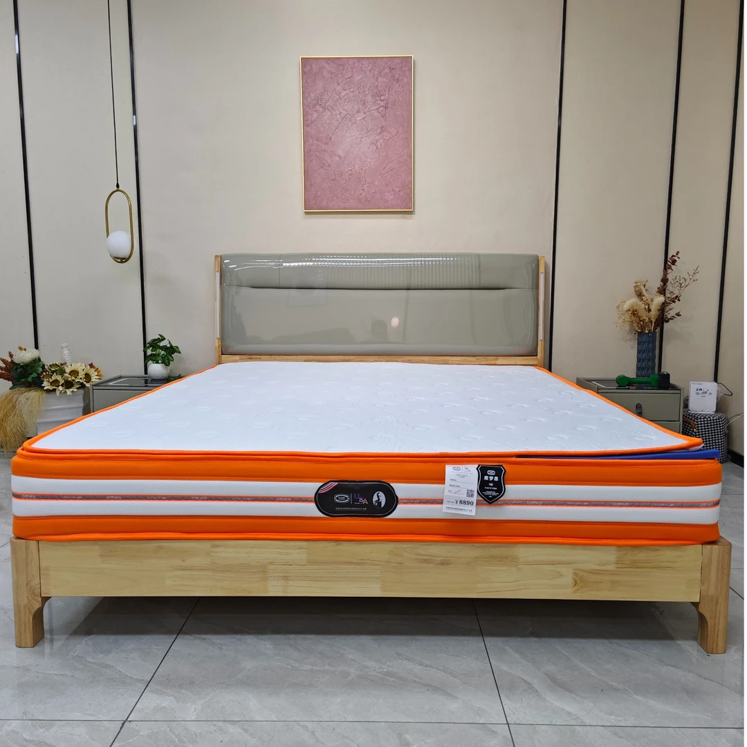 【齐边橡胶木】门店同款真皮主卧大床2米婚床1.8实木榫卯结构儿童床