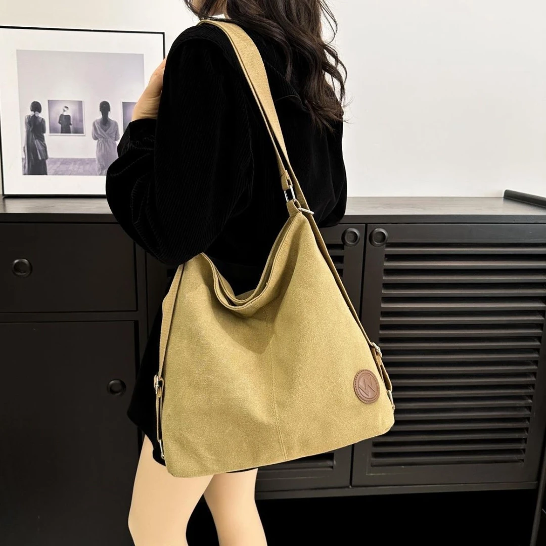 2024新款帆布包包女大容量夏天百搭斜挎包双肩包高级感通勤托特包
