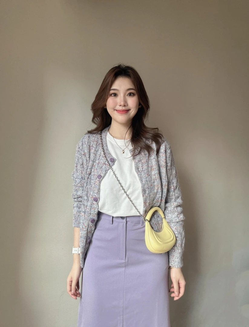 韩系穿搭一整套装高级感紫色半身连衣裙子女2024新款早初秋季长裙