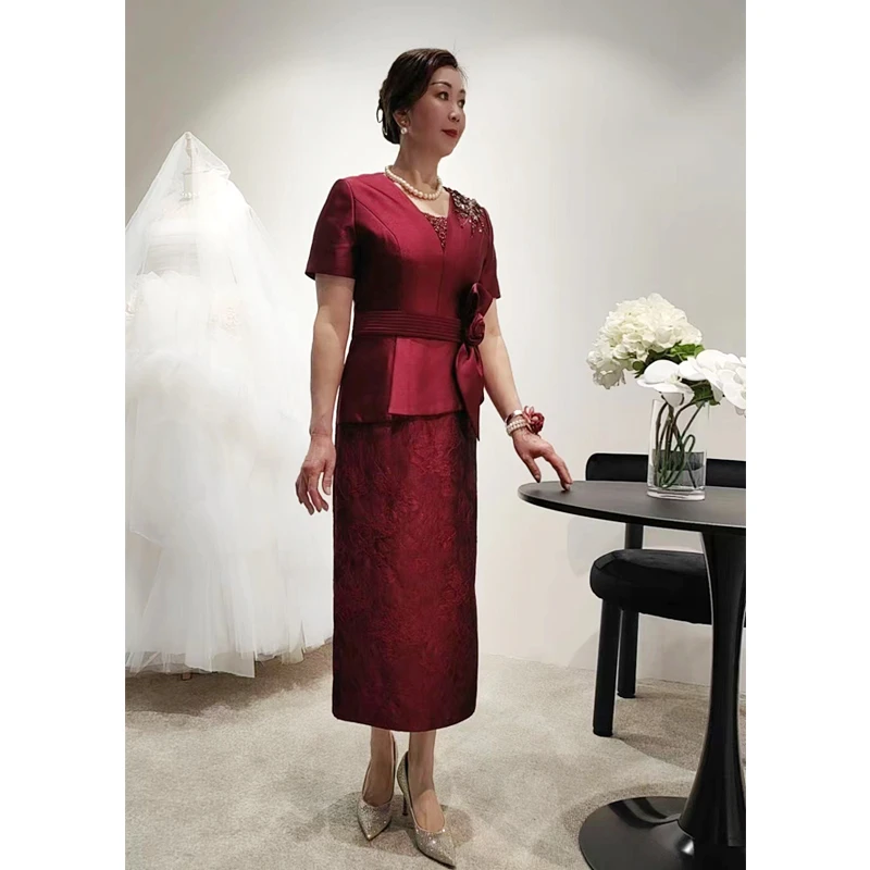 喜妈妈设计修身优雅高贵敬酒服结婚红色礼服气质百搭婚礼轻奢中式