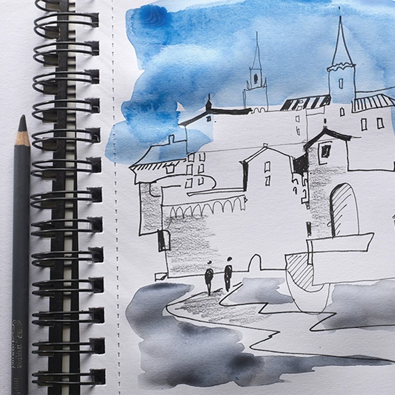 温莎牛顿加厚素描本硬面可撕式 A3线圈本50页不起毛学生绘画专用